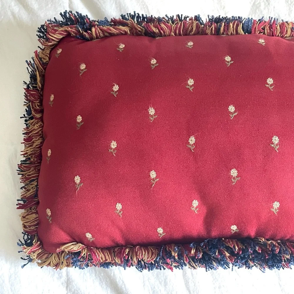 Maroon w/Navy Fringe Accent Pillow